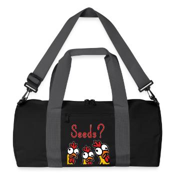 Verrückte Hühner Körner verfressen Hobby - Recycelte Duffel Bag - Schwarz/Graphitgrau - Vorne