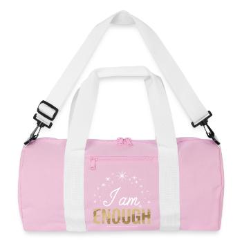 I Am Enough Self Love Saying Motivation - Recycled Duffel Bag - pink/white - Front