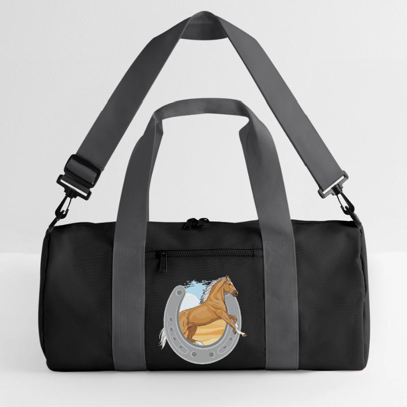 Ein springendes Palomino-Pferd, das ein Eisen durchbohrt Recycelte Duffel Bag
