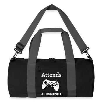 Warte, ich beende mein Spiel gerade - Recycelte Duffel Bag - Schwarz/Graphitgrau - Vorne