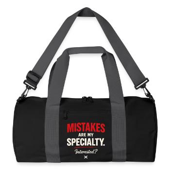 Mistakes Are My Specialty – Flirt Saying - Recycled Duffel Bag - black/graphite grey - Front