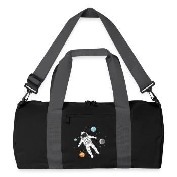 Un astronaute flotte dans l’espace avec des planètes - Sac de sport recyclé - noir/gris graphite - Devant