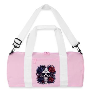 Crâne gothique avec des roses - Sac de sport recyclé - rose/blanc - Devant