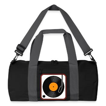Retro-Vinyl-Album auf dem Plattenspieler - Recycelte Duffel Bag - Schwarz/Graphitgrau - Vorne