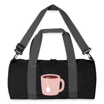 Illustration de tasse à thé rose pastel - Sac de sport recyclé - noir/gris graphite - Devant