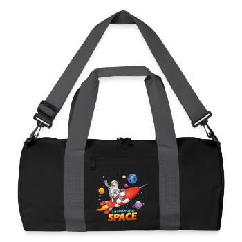 J’ai besoin de plus d’espace. Illustration d’astronaute sur fusée - Sac de sport recyclé - noir/gris graphite - Devant