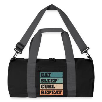 Eat Sleep Curl Repeat Retro Vintage Sport Look - Recycelte Duffel Bag - Schwarz/Graphitgrau - Vorne