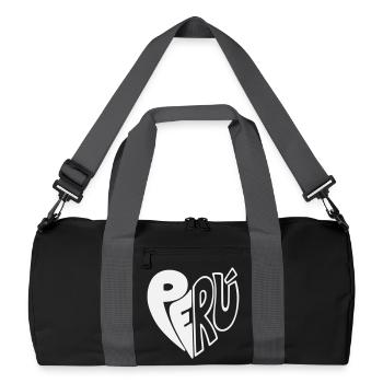 Peru Hand Drawn Logo - Farbe variabel  - Recycelte Duffel Bag - Schwarz/Graphitgrau - Vorne
