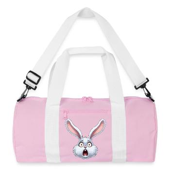 Schockhase Cartoon Illustration - Recycelte Duffel Bag - Rosa/Weiß - Vorne