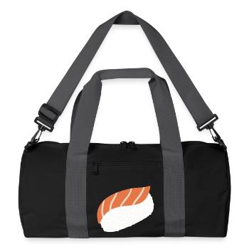 Salmon Nigiri Minimal-Illustrationsdruck - Recycelte Duffel Bag - Schwarz/Graphitgrau - Vorne