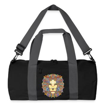 Tête de lion géométrique - Sac de sport recyclé - noir/gris graphite - Devant