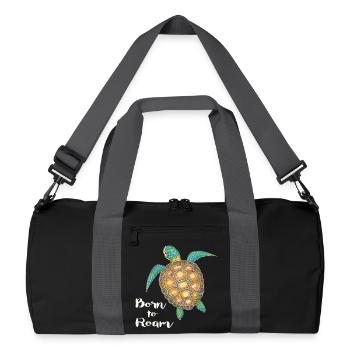Meeresschildkröte Born to roam - Recycelte Duffel Bag - Schwarz/Graphitgrau - Vorne