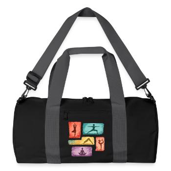 Yoga silhouettes in color blocks - Recycled Duffel Bag - black/graphite grey - Front