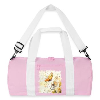 Wasserfarbene Schmetterlinge - Recycelte Duffel Bag - Rosa/Weiß - Vorne