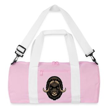 Arctic Muskox Wild Mascot Logo - Recycled Duffel Bag - pink/white - Front