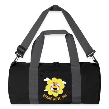 Spring Mode On – Fröhliches Frühlingsmotiv - Recycelte Duffel Bag - Schwarz/Graphitgrau - Vorne