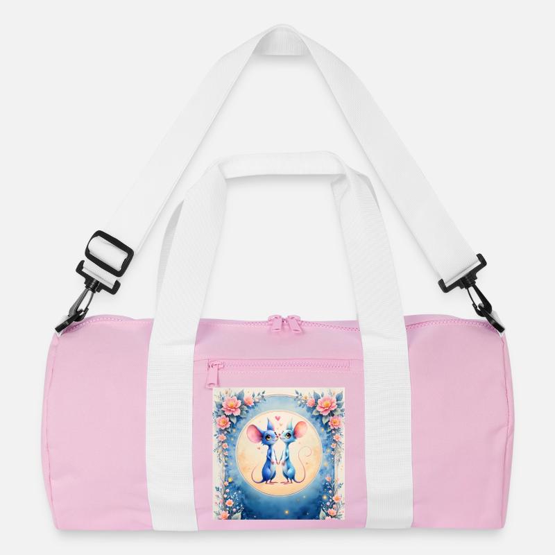 Blaue Mäuse verliebt Recycelte Duffel Bag