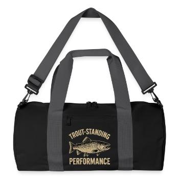 Forellen Angeln Spruch Trout-standing Performance - Recycelte Duffel Bag - Schwarz/Graphitgrau - Vorne