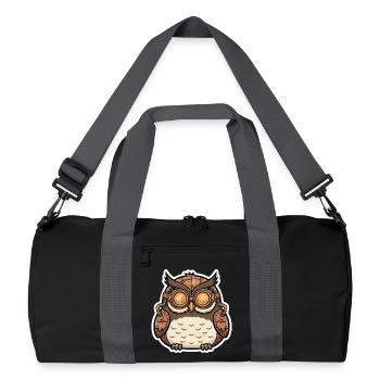 Owl Steampunk Cyborg Goggles Gears - Recycled Duffel Bag - black/graphite grey - Front