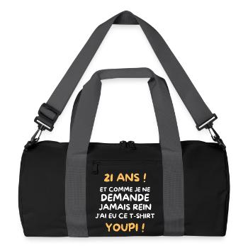 Funny Draw Boy Teen 21 Years Funny Birthday 21 - Recycled Duffel Bag - black/graphite grey - Front