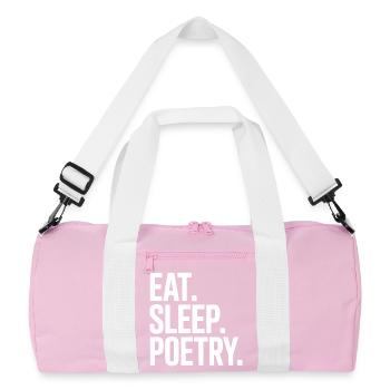 Eat Sleep Poetry Typo - Recycled Duffel Bag - pink/white - Front