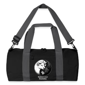Börse Yin Yang: Bulle & Bär Balance your Portfolio - Recycelte Duffel Bag - Schwarz/Graphitgrau - Vorne