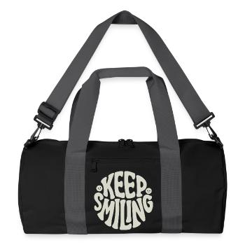 Keep Smiling Bold Typography Positive Quote - Recycled Duffel Bag - black/graphite grey - Front