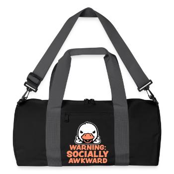 Warning Socially Awkward Duck Middle Finger Bird - Recycled Duffel Bag - black/graphite grey - Front