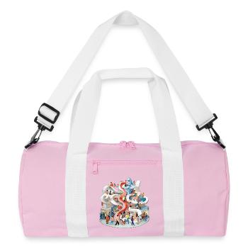 Colorful multi-stick slide full of people - Recycled Duffel Bag - pink/white - Front