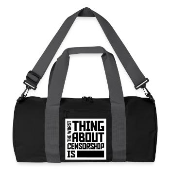 The Worst Thing About Censorship Is Lustig Ironie - Recycelte Duffel Bag - Schwarz/Graphitgrau - Vorne