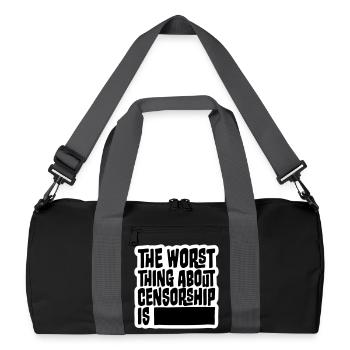 The Worst Thing About Censorship Is Lustig Ironie - Recycelte Duffel Bag - Schwarz/Graphitgrau - Vorne