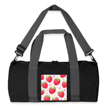 Motif à pois fraise Kawaii rose - Sac de sport recyclé - noir/gris graphite - Devant
