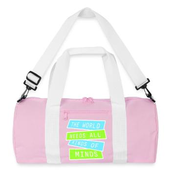 The World Needs All Kinds Of Minds Inspirational - Recycled Duffel Bag - pink/white - Front