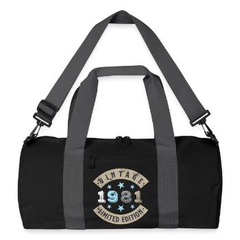 Vintage 1981 - Recycelte Duffel Bag - Schwarz/Graphitgrau - Vorne