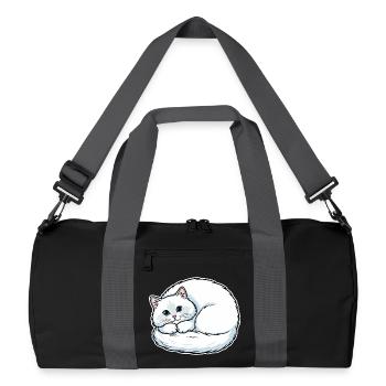 Chat Blanc Angora Yeux Bleus Enroulé Mignon - Sac de sport recyclé - noir/gris graphite - Devant