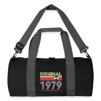 Originaler Vintage Rainbow von 1979 - Recycelte Duffel Bag - Schwarz/Graphitgrau - Vorne