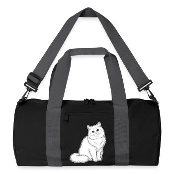 Chat Blanc Angora Yeux Vairons Portrait Élégant - Sac de sport recyclé - noir/gris graphite - Devant