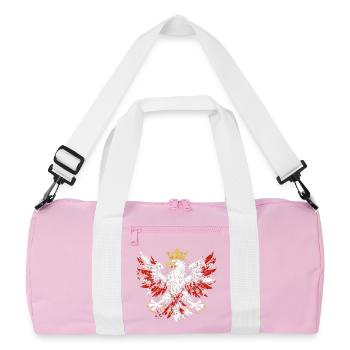 Polish Eagle Polska Coat of Arms Grunge Design Gold - Recycled Duffel Bag - pink/white - Front