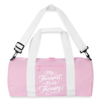 My therapist needs therapy - Recycled Duffel Bag - pink/white - Front
