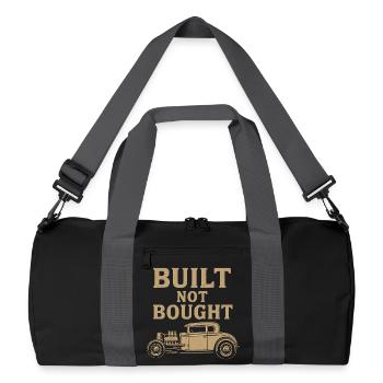 Built Not Bought – Hot Rod Vintage Werkstatt - Recycelte Duffel Bag - Schwarz/Graphitgrau - Vorne