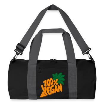 100% Vegan Food Diet Nutrition Funny - Recycled Duffel Bag - black/graphite grey - Front