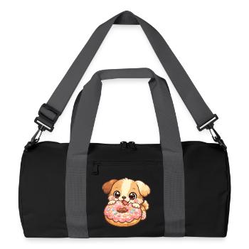 Petit chien et beignet - Sac de sport recyclé - noir/gris graphite - Devant
