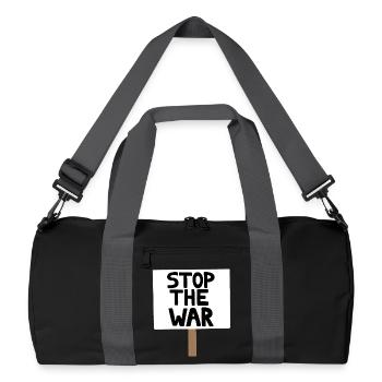 Stopp das Kriegsprotest-Schild - Recycelte Duffel Bag - Schwarz/Graphitgrau - Vorne