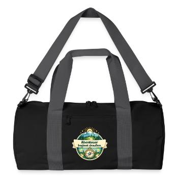 Abenteuer beginnt draußen – Naturkompass - Recycelte Duffel Bag - Schwarz/Graphitgrau - Vorne