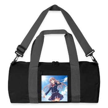 Schulmädchen im blauen Himmel - Recycelte Duffel Bag - Schwarz/Graphitgrau - Vorne