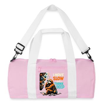 Bloc paresseux - Je me déplace lentement mais je réfléchis profondément - Sac de sport recyclé - rose/blanc - Devant