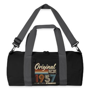 Cadeau rétro vintage d’anniversaire 1957 - Sac de sport recyclé - noir/gris graphite - Devant
