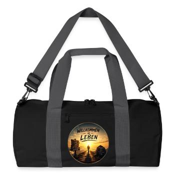 Willkommen im Leben Lebensweg - Recycelte Duffel Bag - Schwarz/Graphitgrau - Vorne