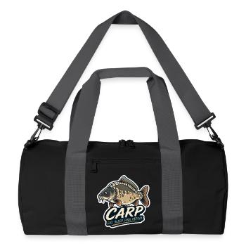 Karpfen fressen Schlaffische Wiederholung – Spiegelkarpfen-Design - Recycelte Duffel Bag - Schwarz/Graphitgrau - Vorne