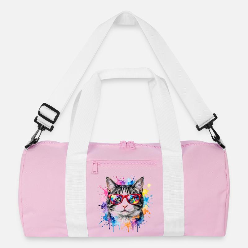 Katzengesicht im Regenbogen-Aquarell Geschenk Recycelte Duffel Bag